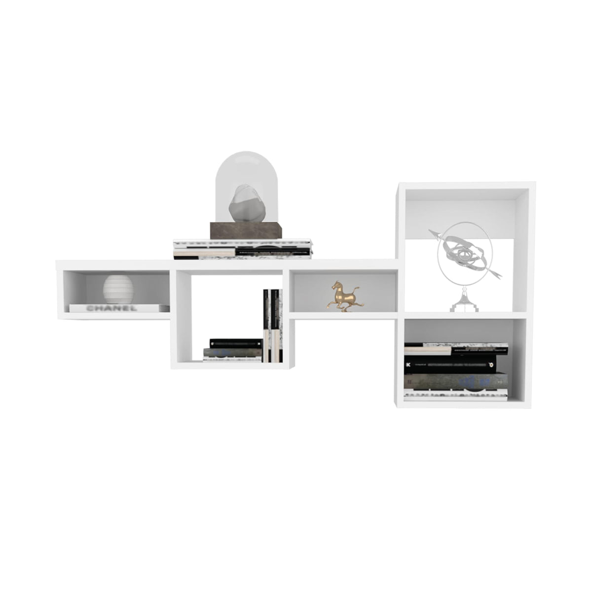 7 Tier Particle Board Wall Shelf for Storage, Living Room Decor