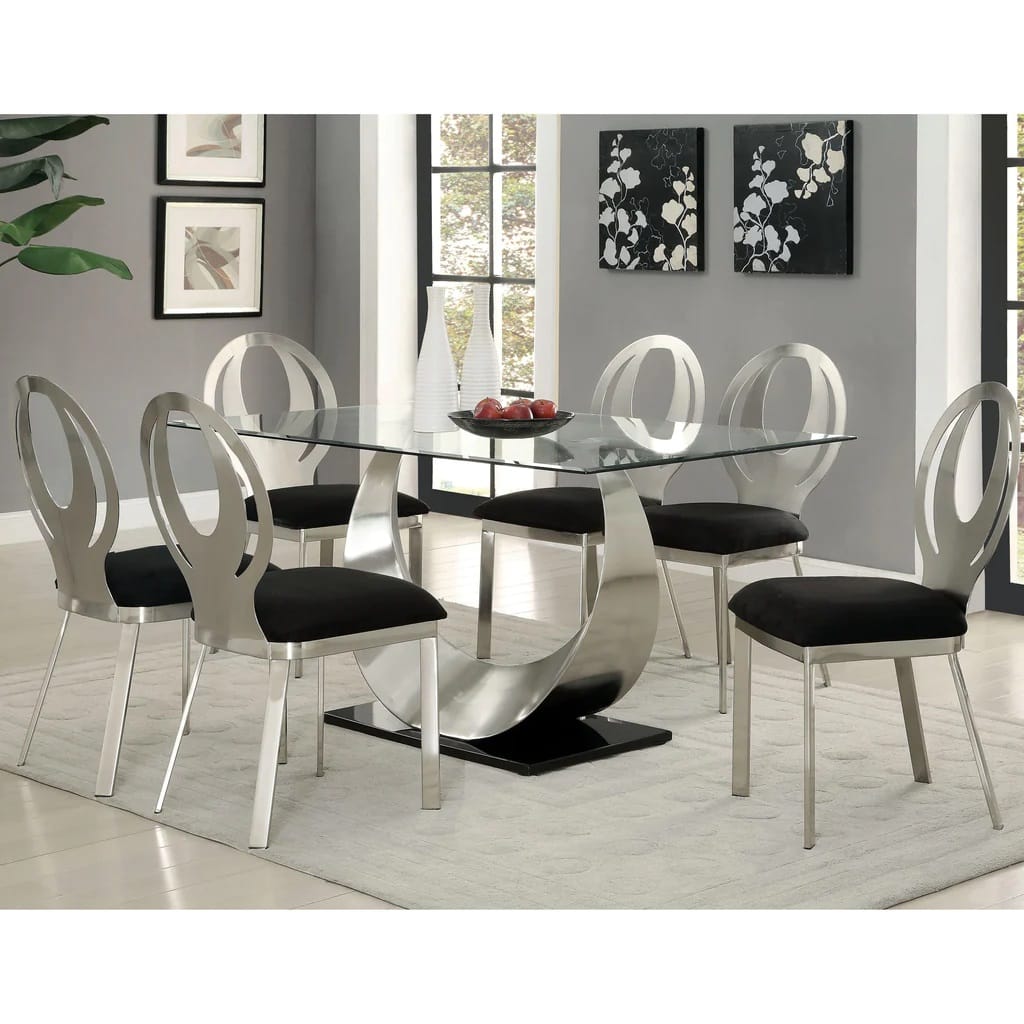 Black & Silver Dining Side Chairs - Set of 2 for Dining Room