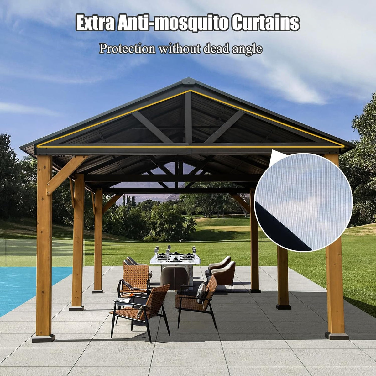 Cedar Wood Gazebo 12x20 - Weather-Ready Outdoor Oasis