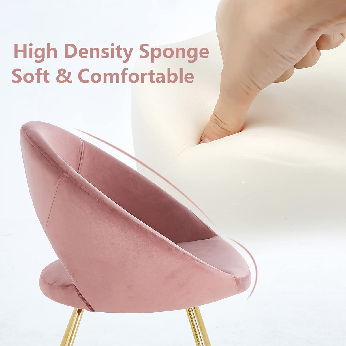 Pink Velvet Oversized Accent Chair - 19.69" L x 22.83" W x 31.50" H for Living Room