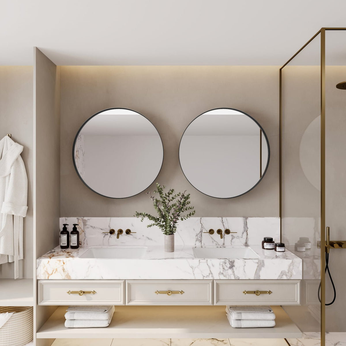 Black Metal Medicine Cabinet with 2 Shelves - Bathroom Storage