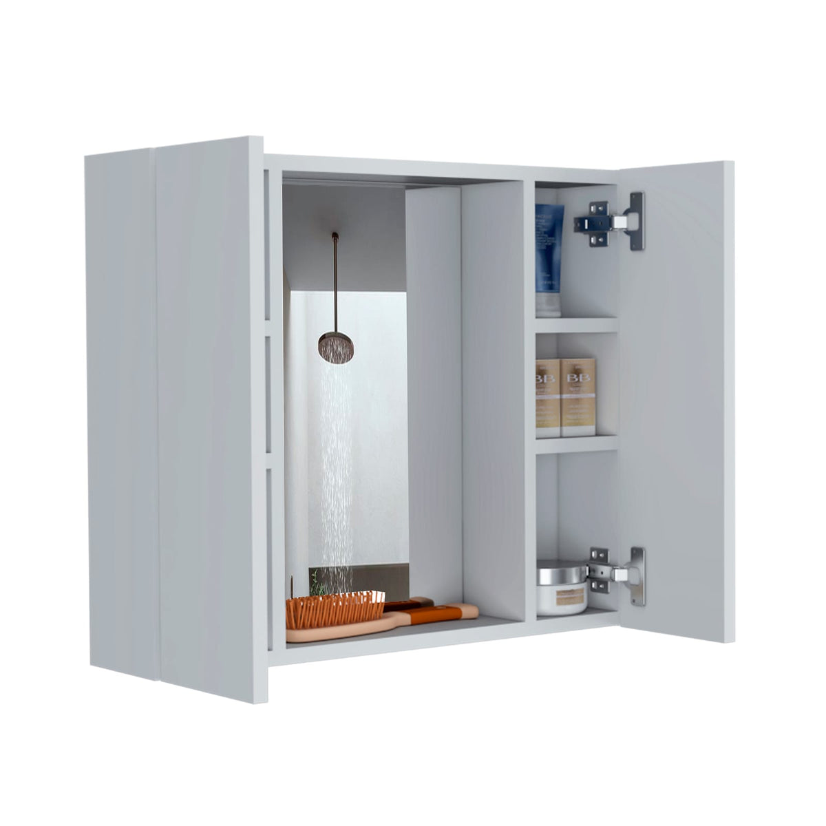 White Medicine Cabinet - 19" Double Door Storage for Bathroom