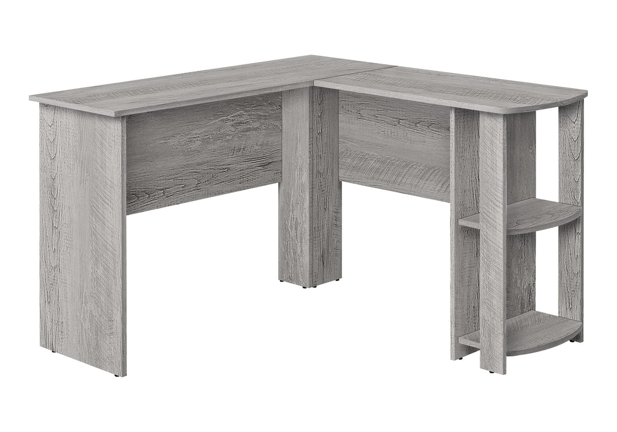 L-Shaped Grey Computer Desk with Storage Shelves - 48" for Home Office