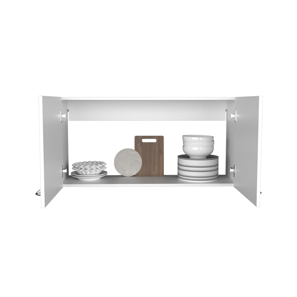 White Kitchen Cabinet - 19.3" Storage Unit for Living Room