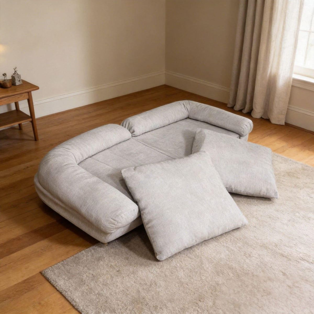 Convertible Sofa Bed - White Metal Frame for Living Room