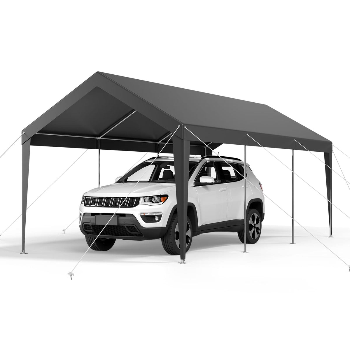 10x20 Ft Iron Gray Carport - Outdoor Storage Shelter
