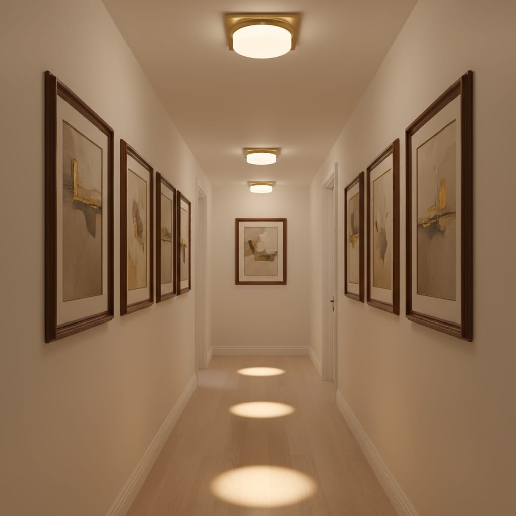 Antique Brass LED Flush Mount Bedroom Lighting