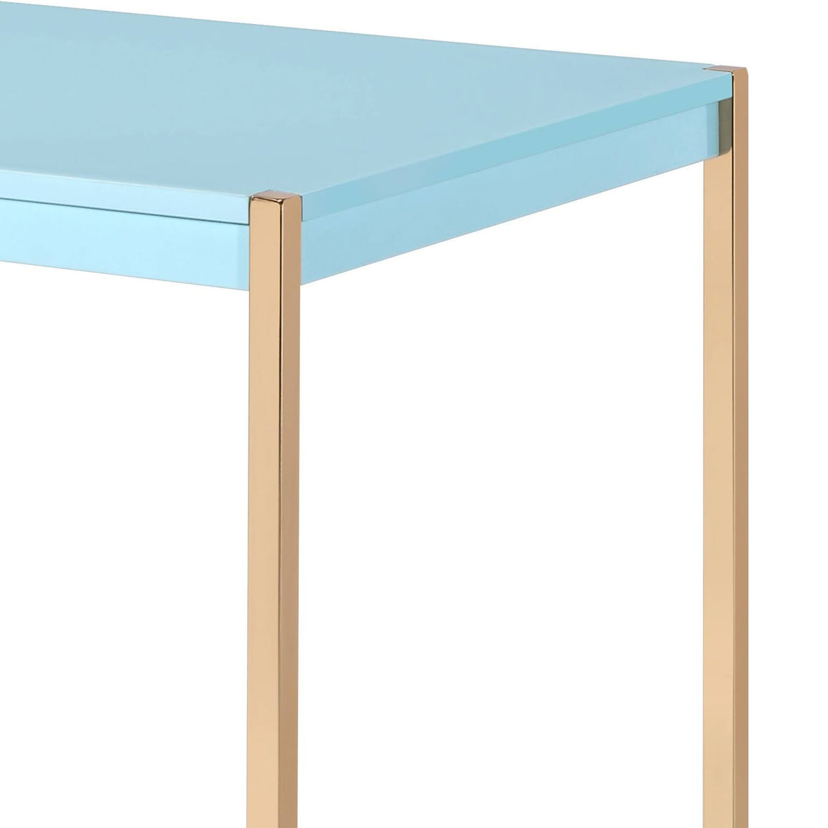 Gold Metal Writing Desk with USB for Compact Productivity Workspace for Home Office