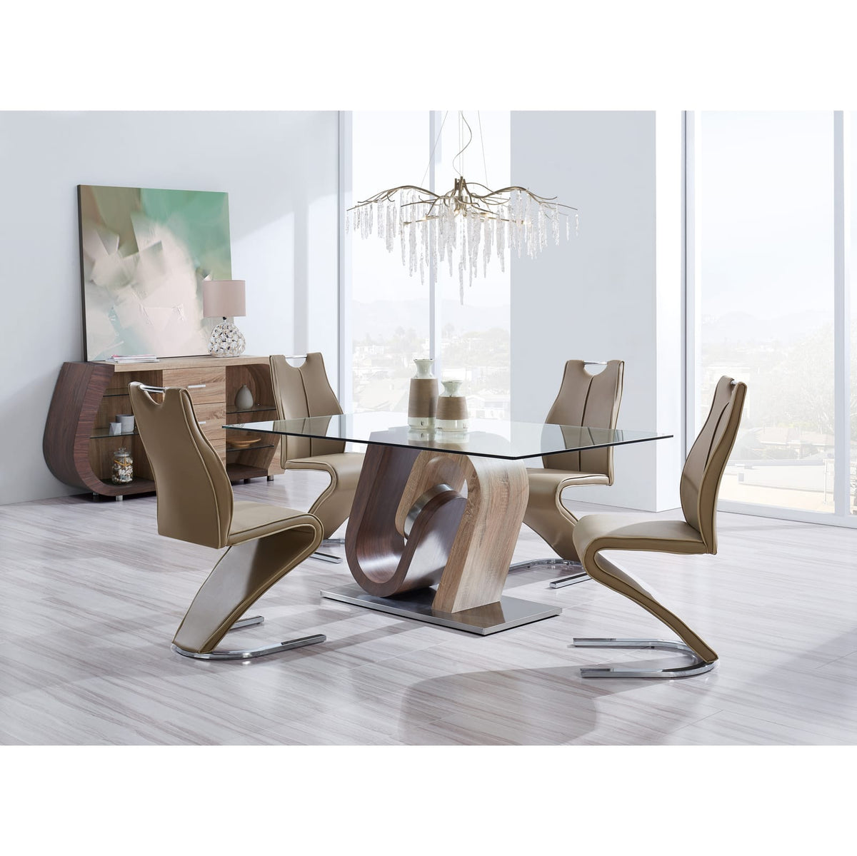 6-Person Brown Rectangular Dining Table - Modern Design