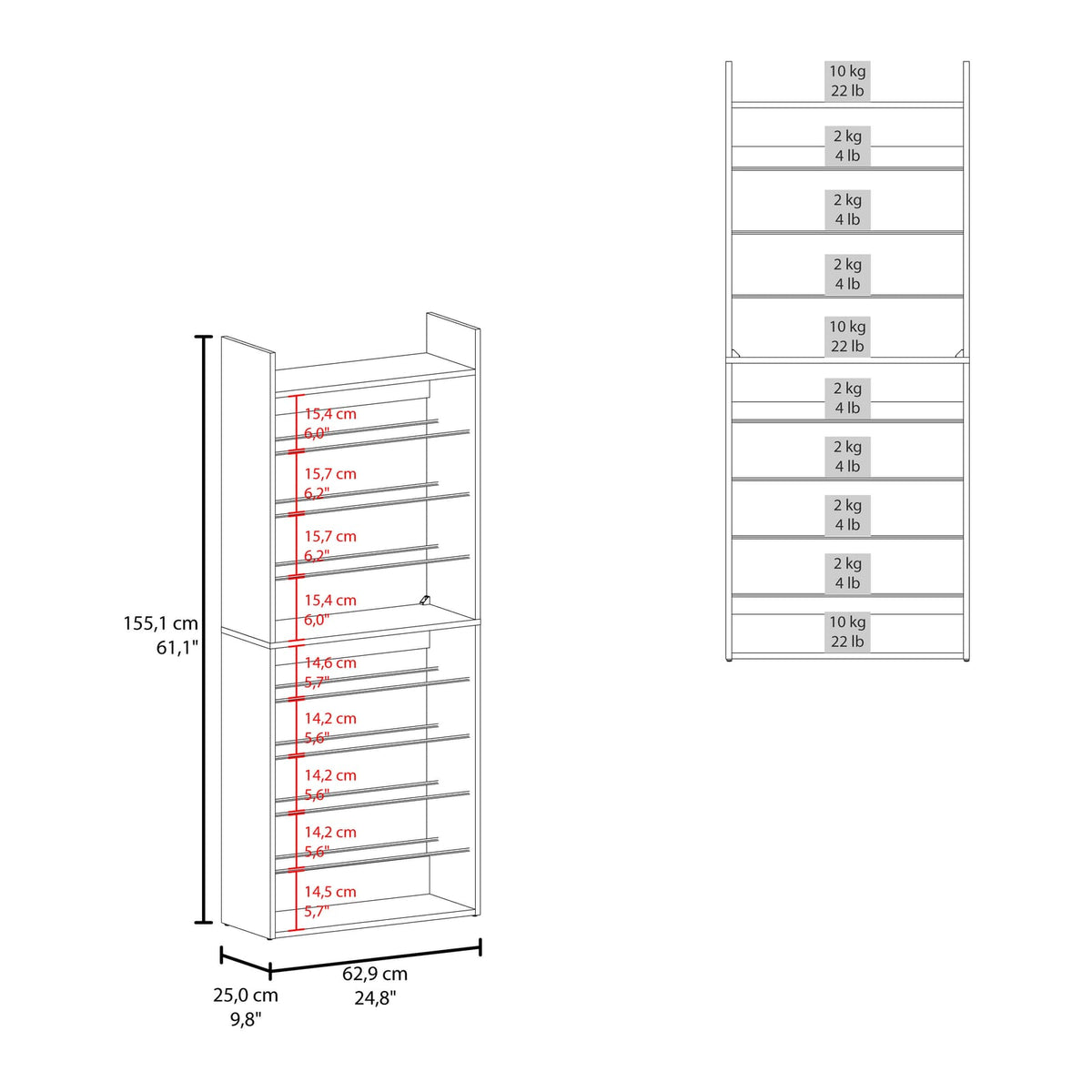 Black 10-Shelf Shoe Rack - Engineered Wood Display for Living Room