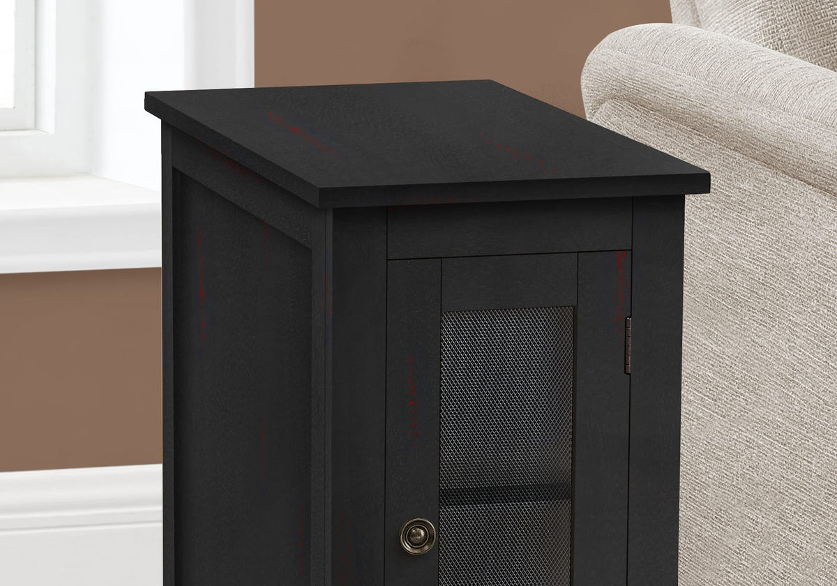 Black MDF Nightstand Accent Table - Narrow Storage Table