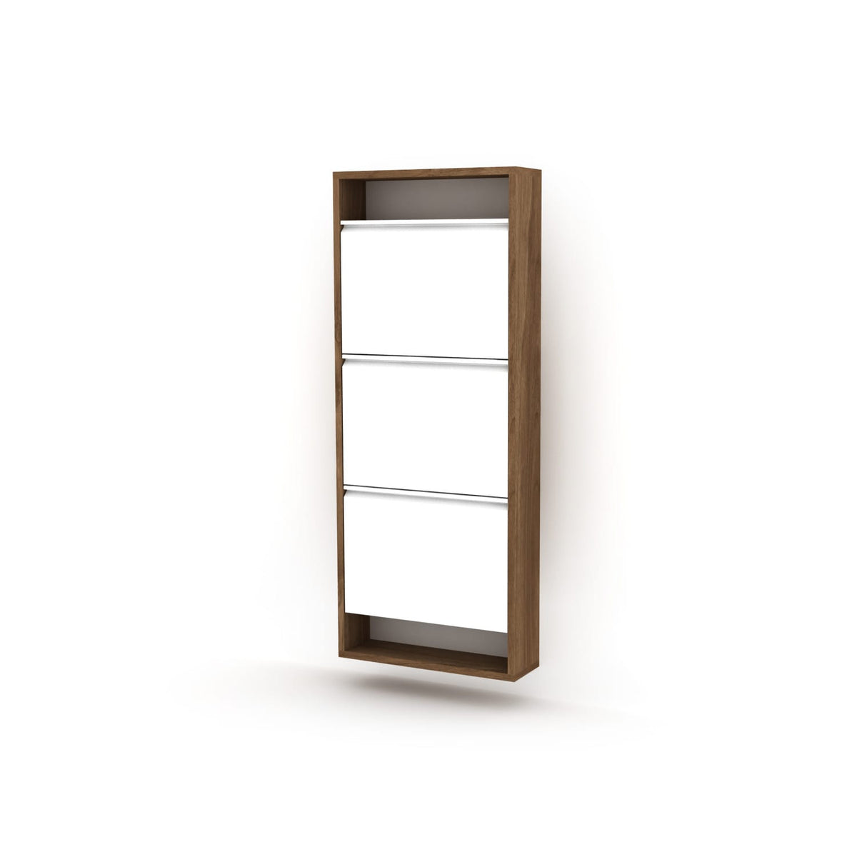 Hide 3 Tier Wood Frame Shoe Storage - Walnut Cabinet