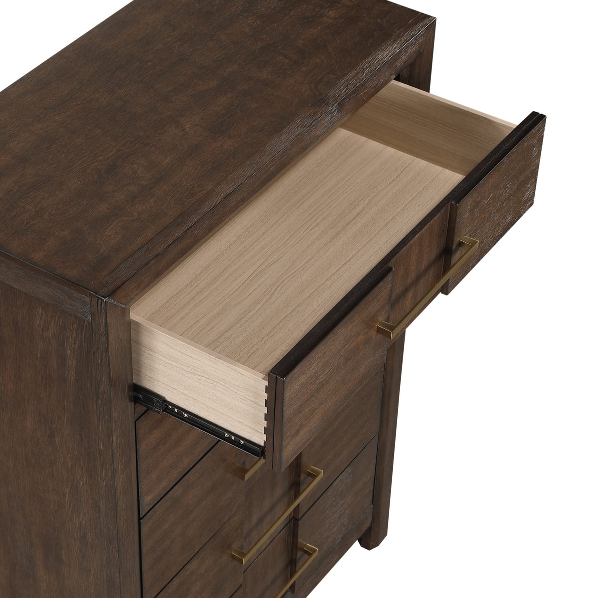 Walnut 5-Drawer Chest - Bedroom Dresser
