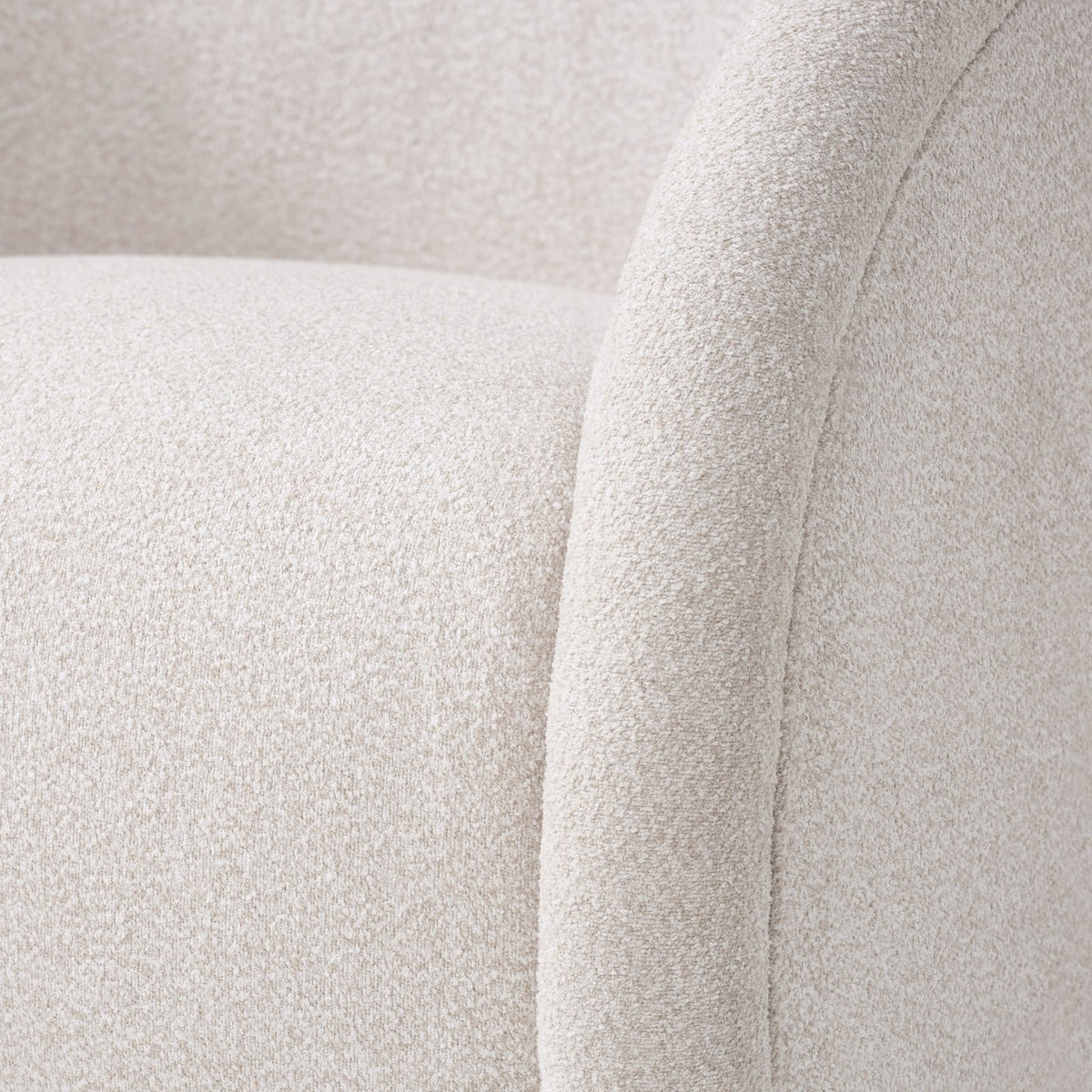Beige Boucl Swivel Chair Walnut Base - 30.5" Diameter for Living Room