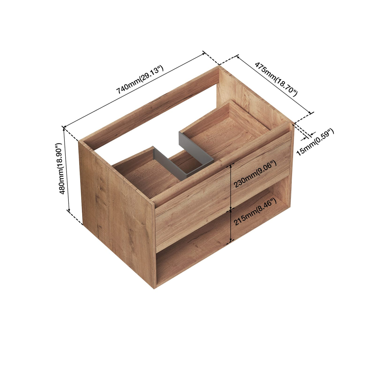 29" Wide Bathroom Wall Cabinet - Oak Plywood Storage