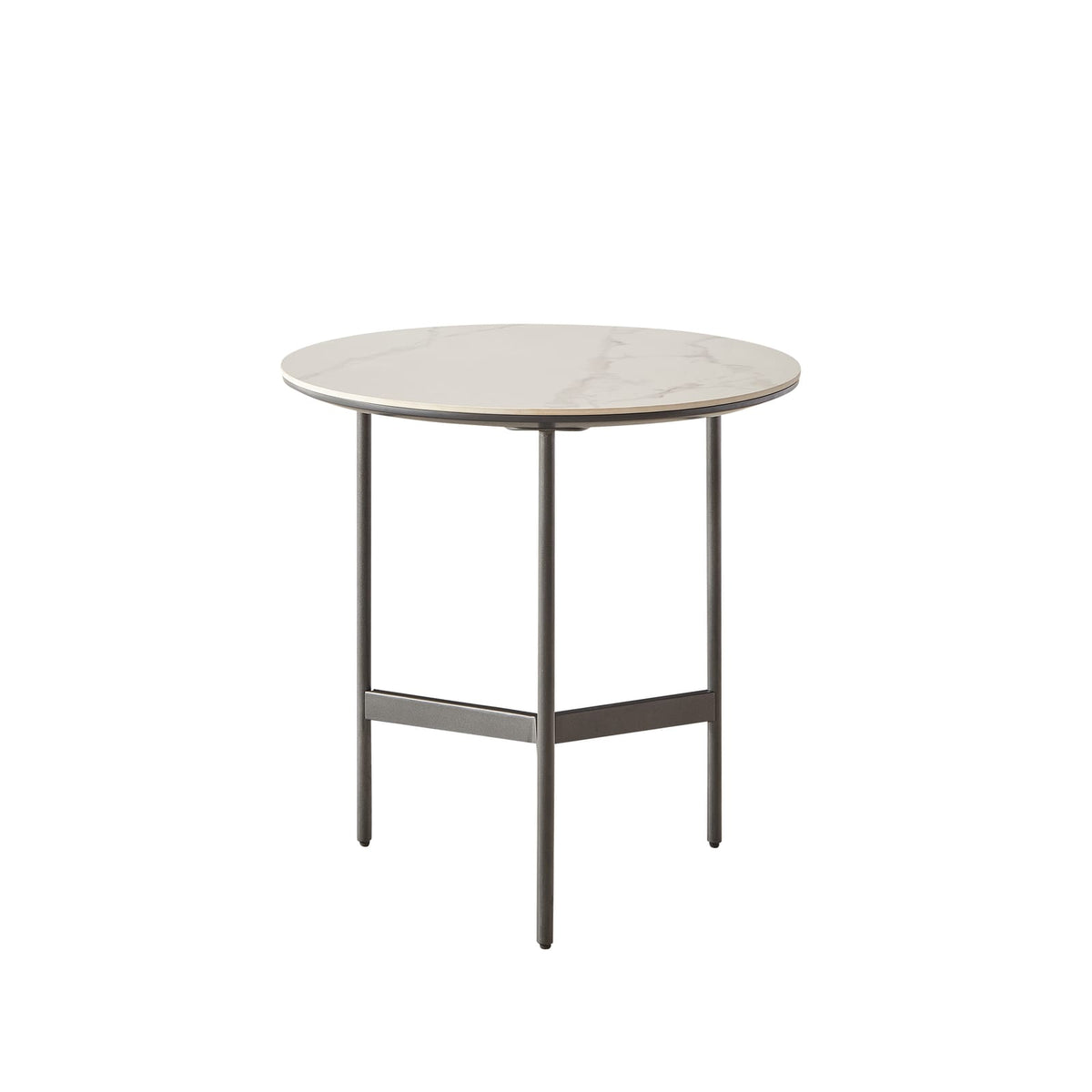 Small Round Accent Table - White+Gray Ceramic MDF