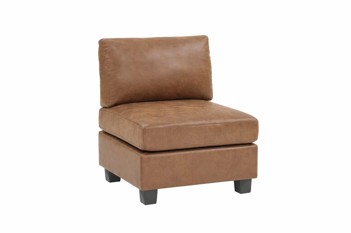 Brown Faux Leather Armchair - 30" Square for Living Room