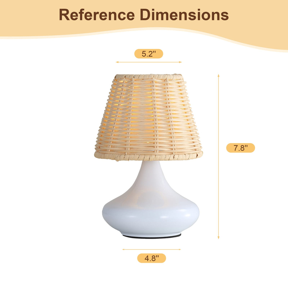White Woven Bamboo Table Lamp - Dimmable LED Desk Night Light