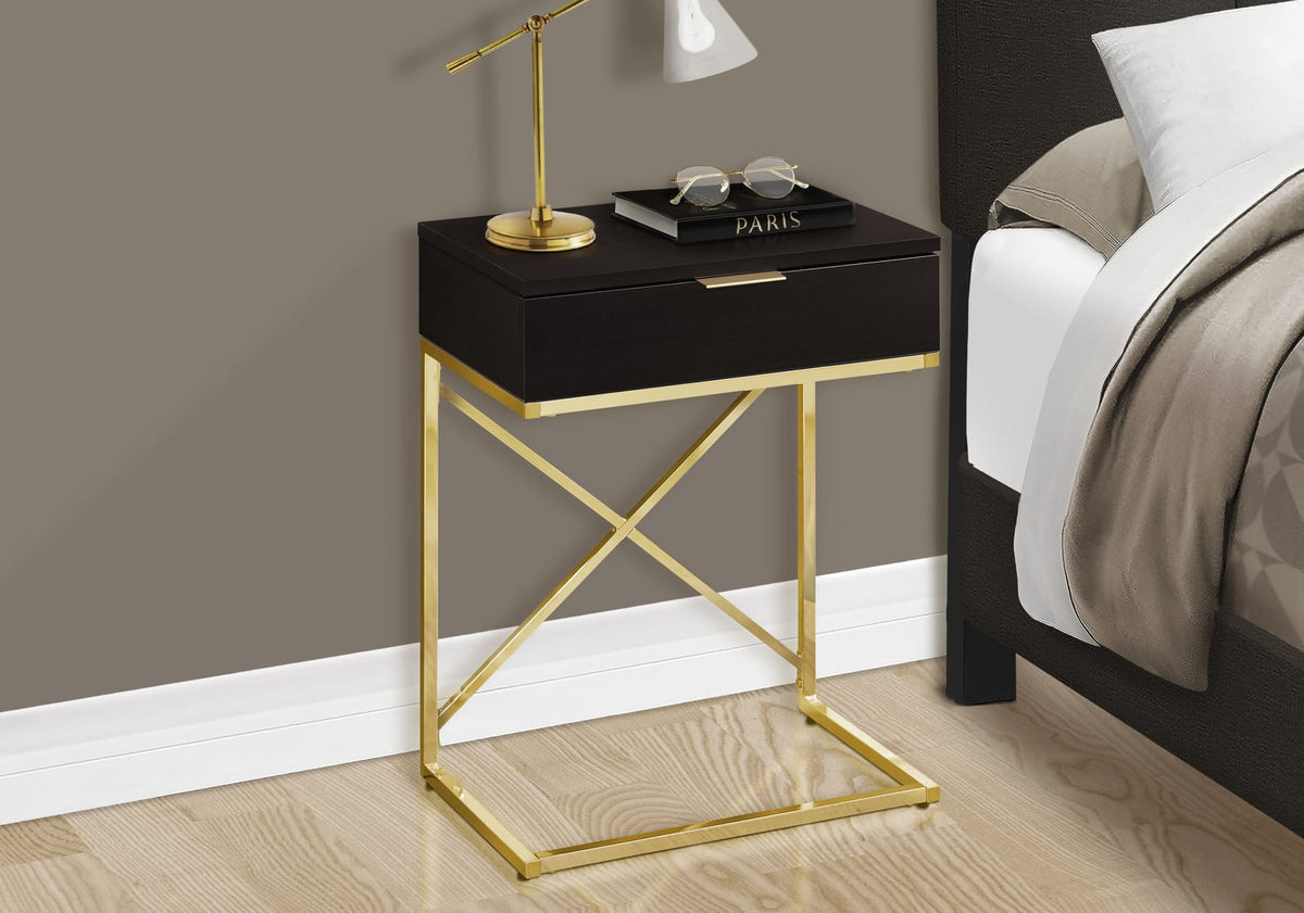 Espresso Accent Table - Storage Drawer Side Table