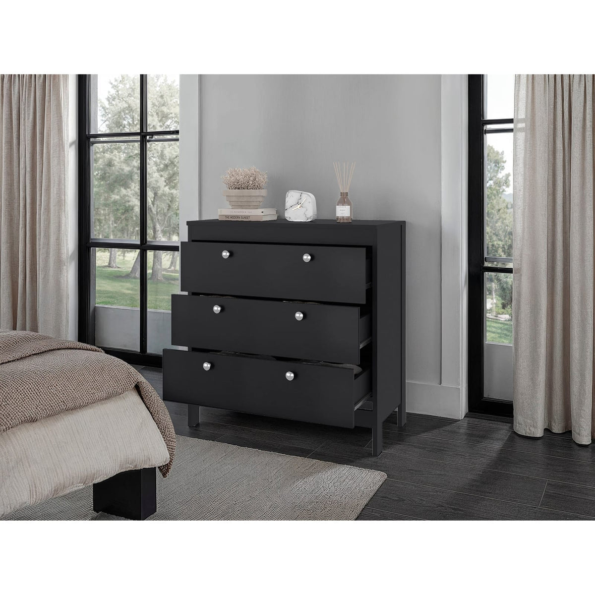 Wenge 3-Drawer Chest - Bedroom Storage