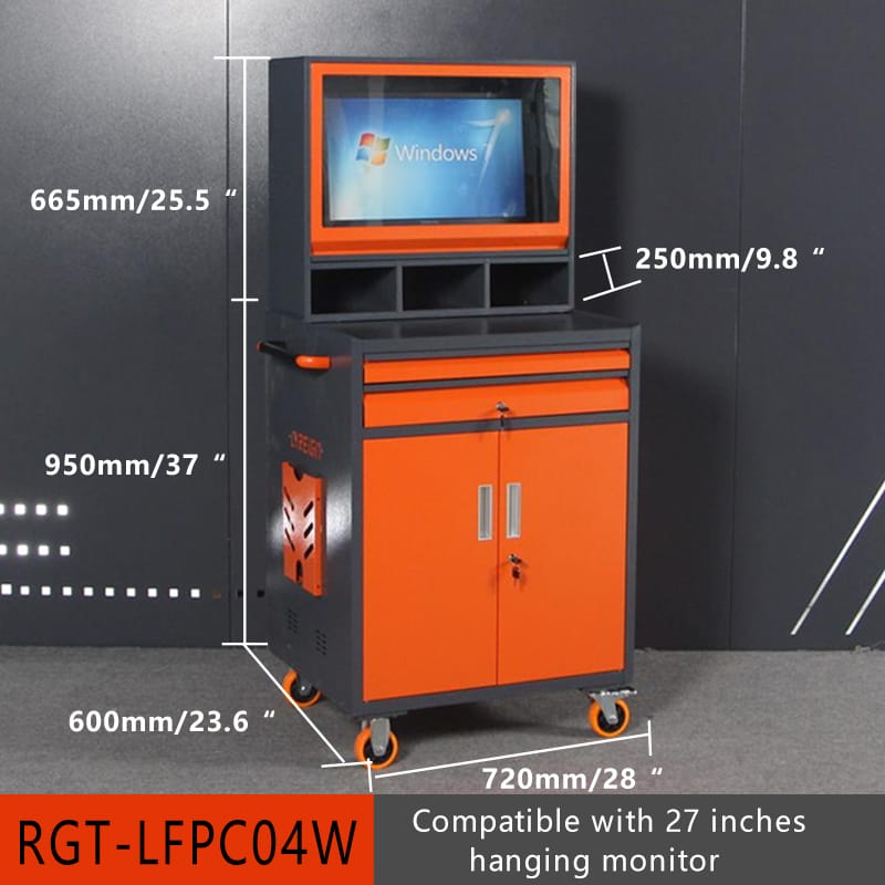 Mobile CNC Tool Cart - Gray ABS+Steel Storage Cabinet