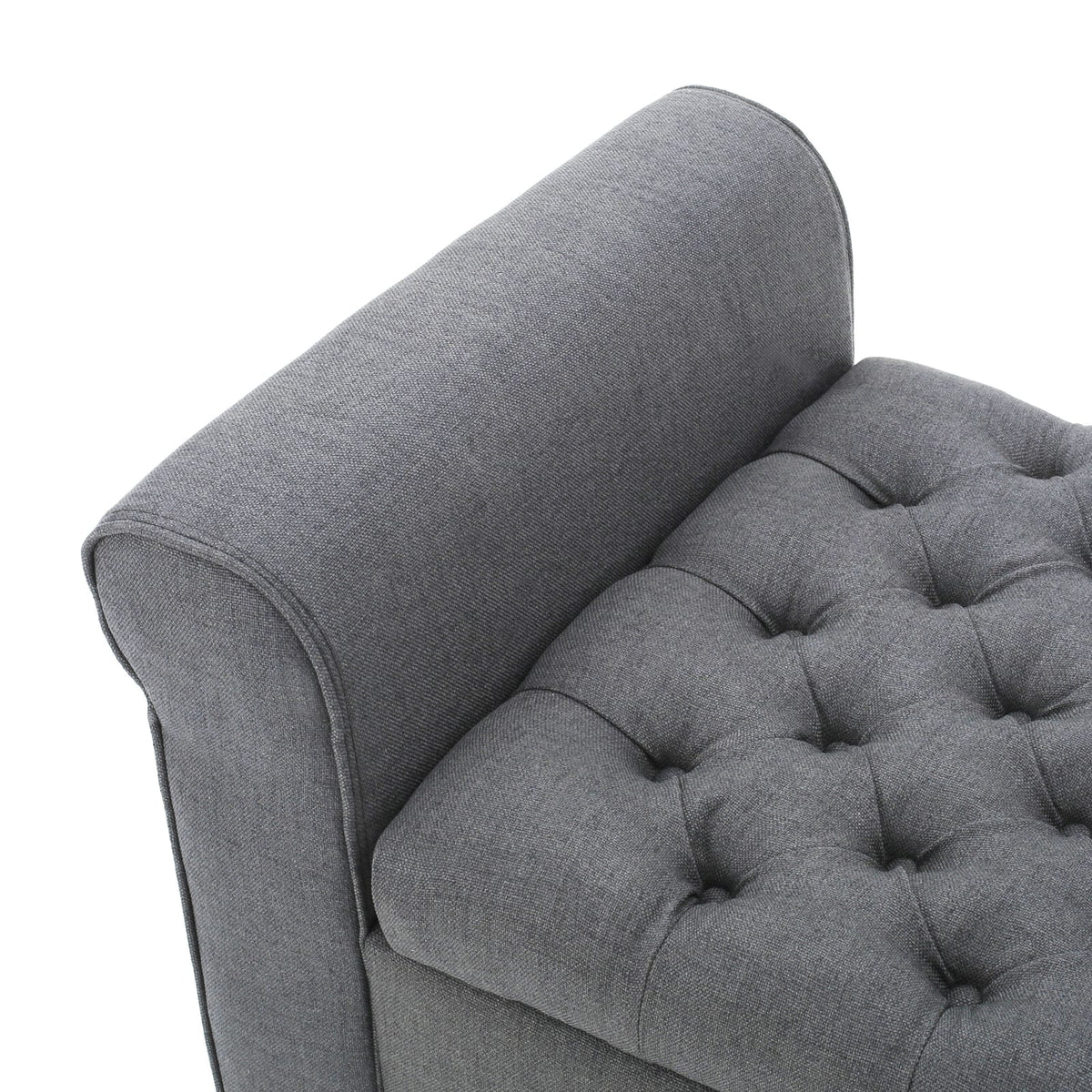 Gray Armed Storage Ottoman Bench - 50" W x 19.5" D for Living Room