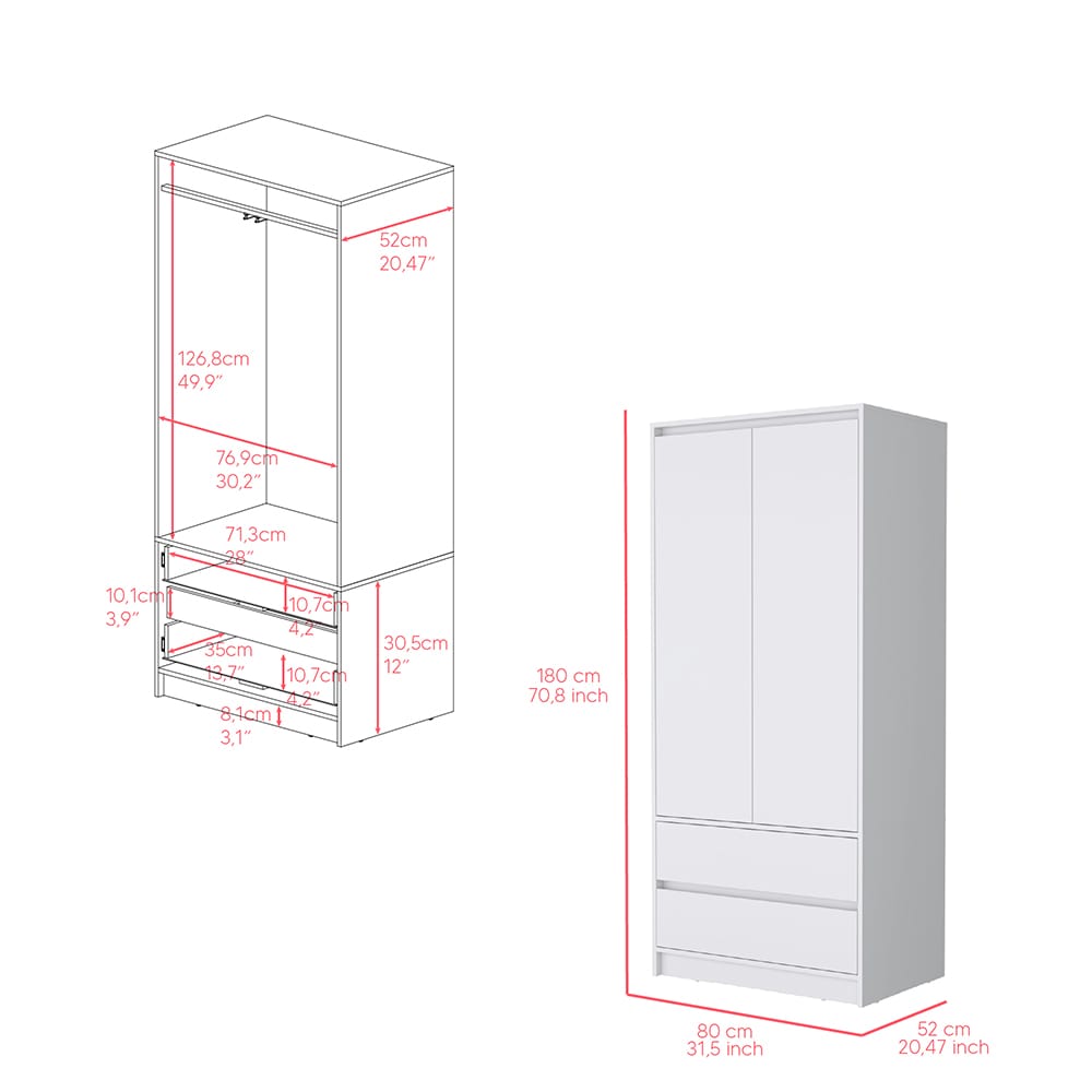 White Bedroom Dresser - 70.87" Wide Storage Cabinet