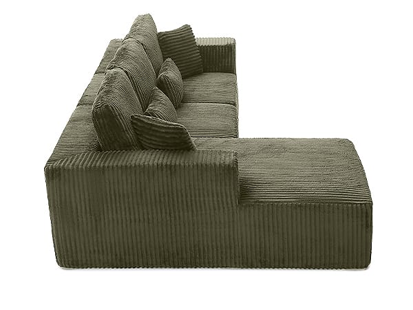 107.5 Inch Modular Cloud Sofa - L-Shaped Green Sectional for Living Room