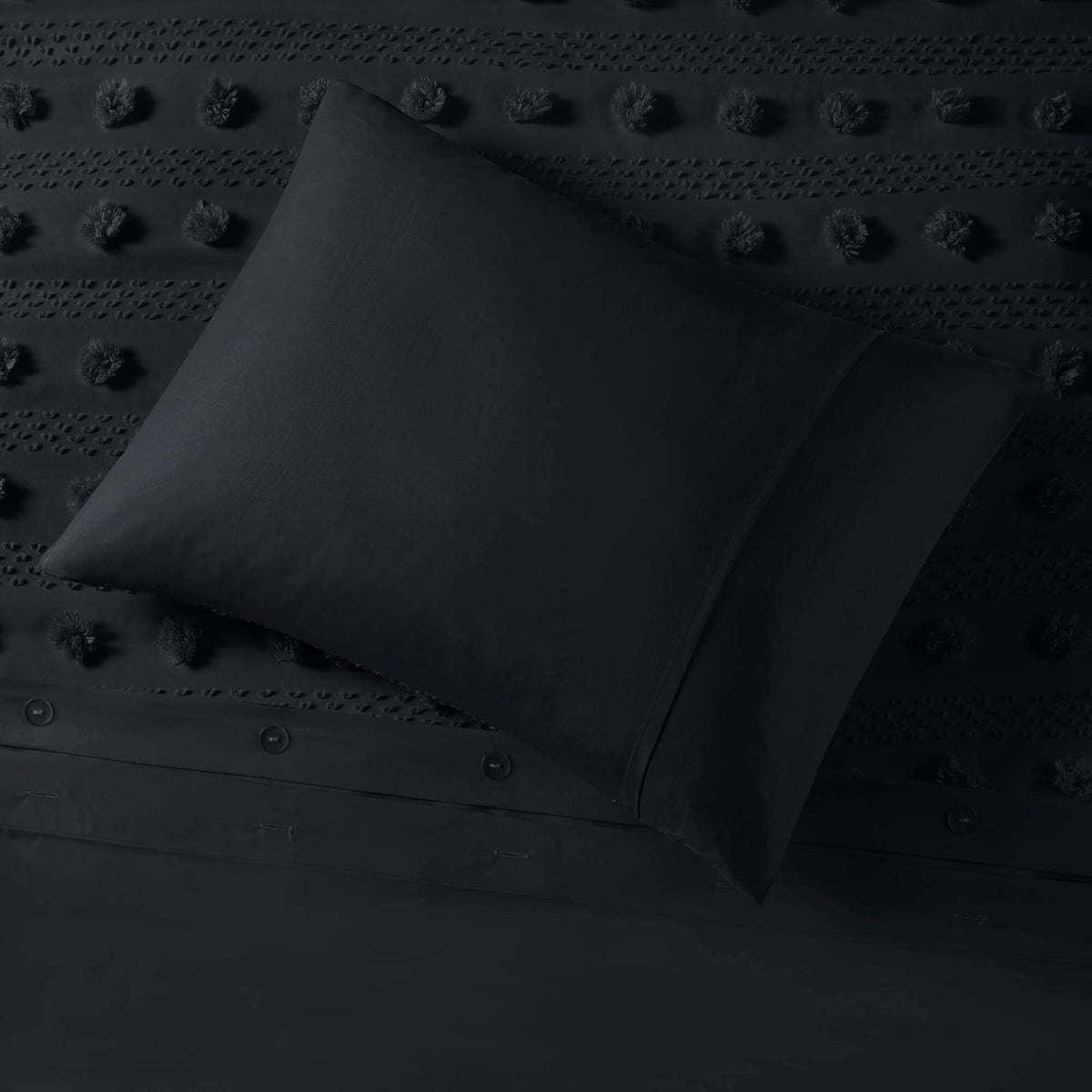 Black Clip Jacquard Duvet Cover Set - Full/Queen