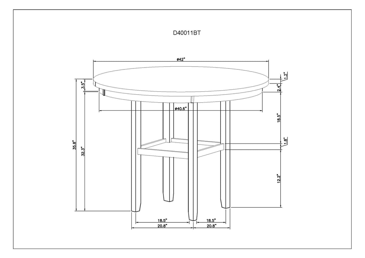Modern Round Dining Table with Built-In Storage for 4