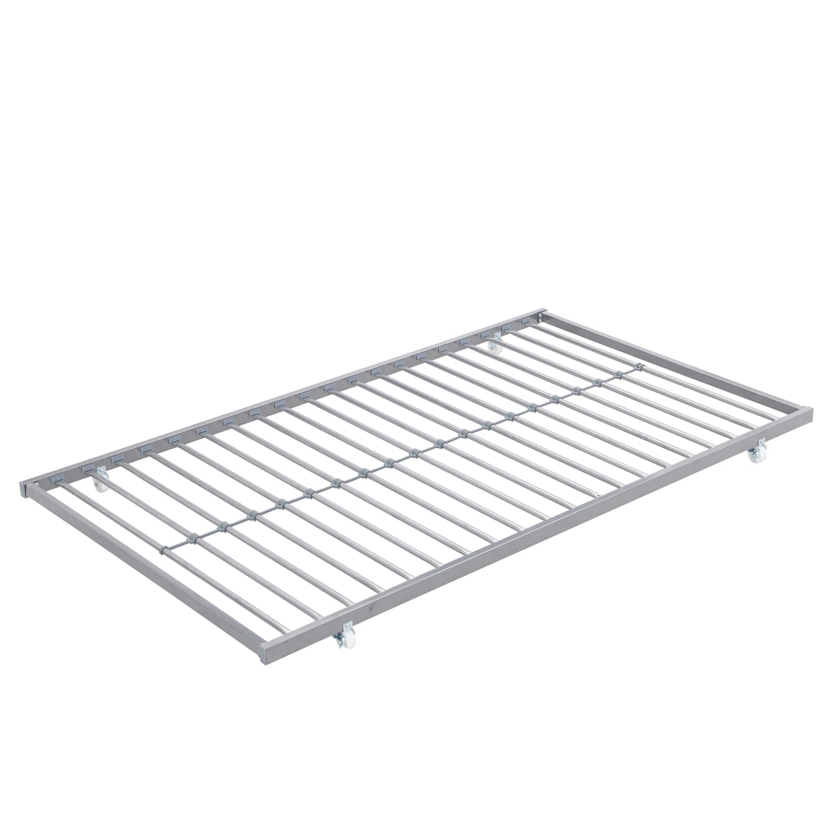Silver Metal Bunk Bed with Trundle Storage for Bedroom