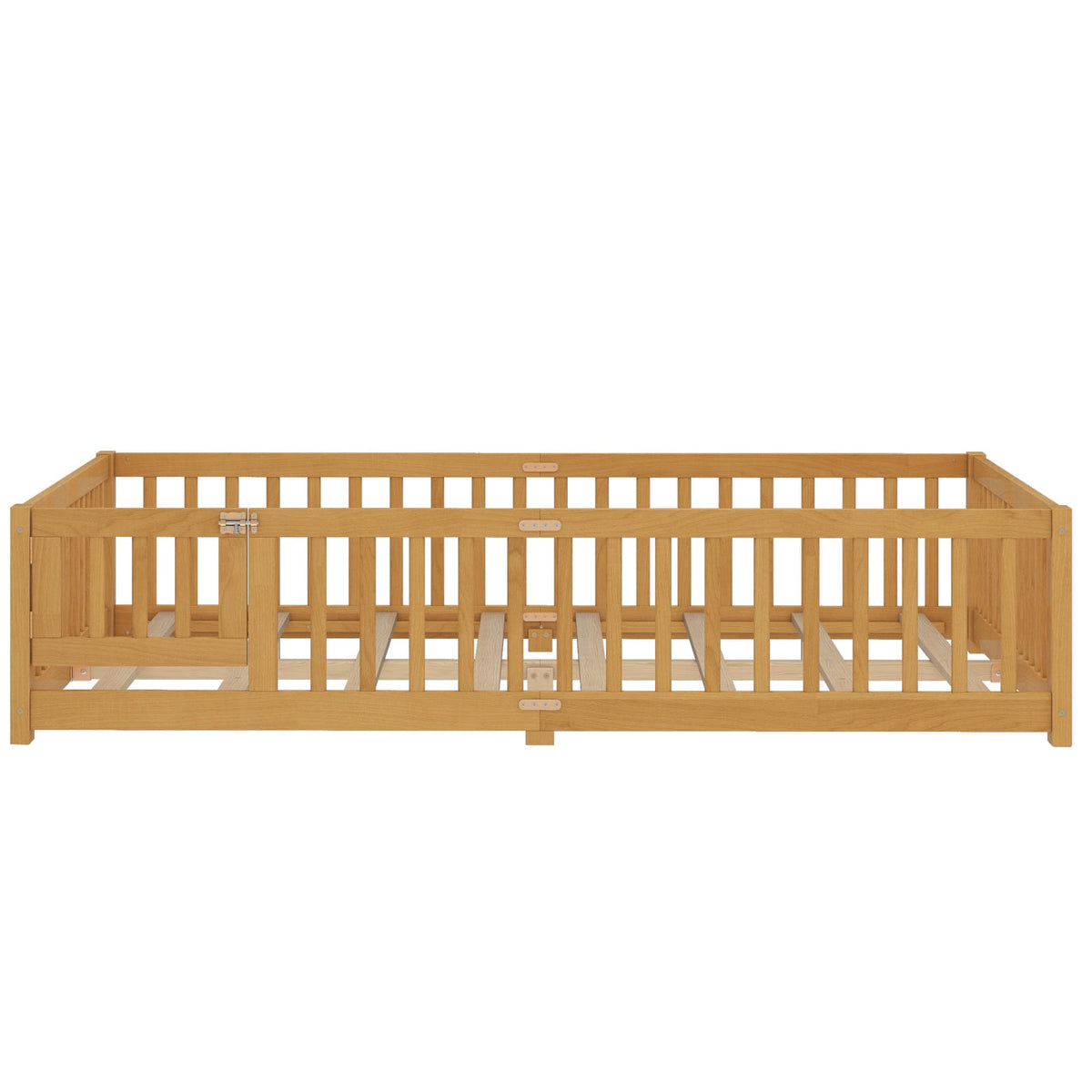 Queen Size Floor Bed Natural Pine Wood Kids Bed