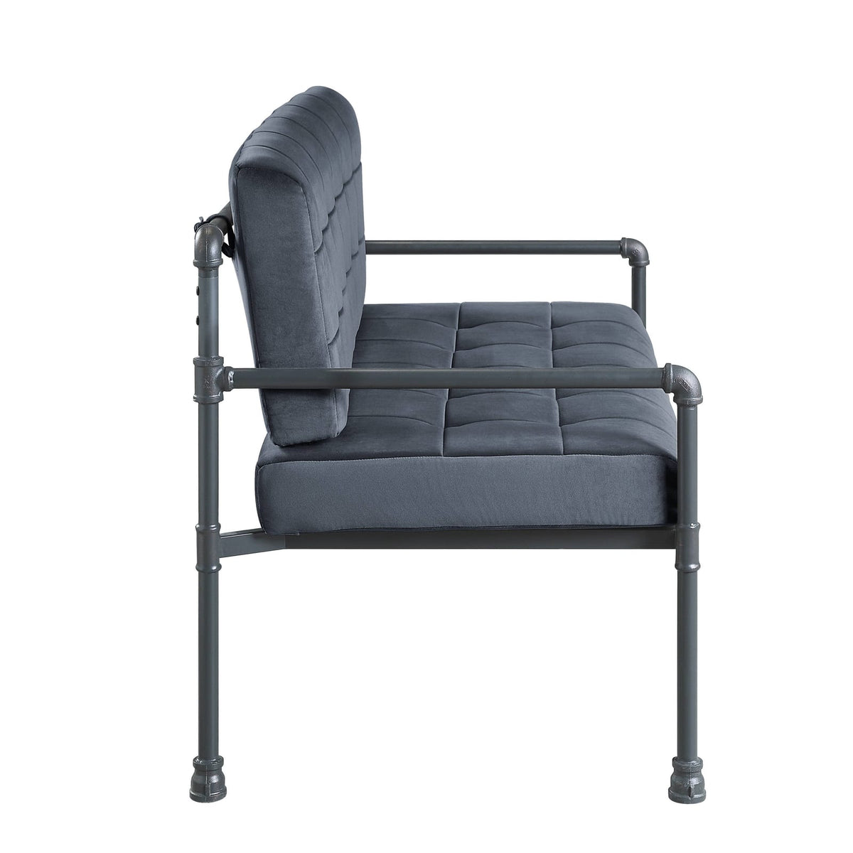 Gray Velvet Loveseat - 29" x 51" Metal Frame