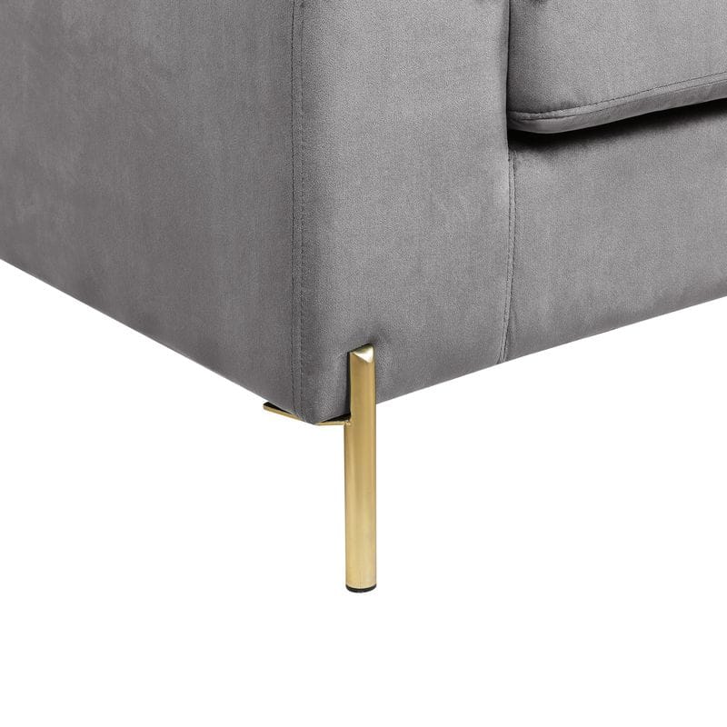 Gray Velvet 3 Seat Sofa - 51.6" L for Living Room Apartments