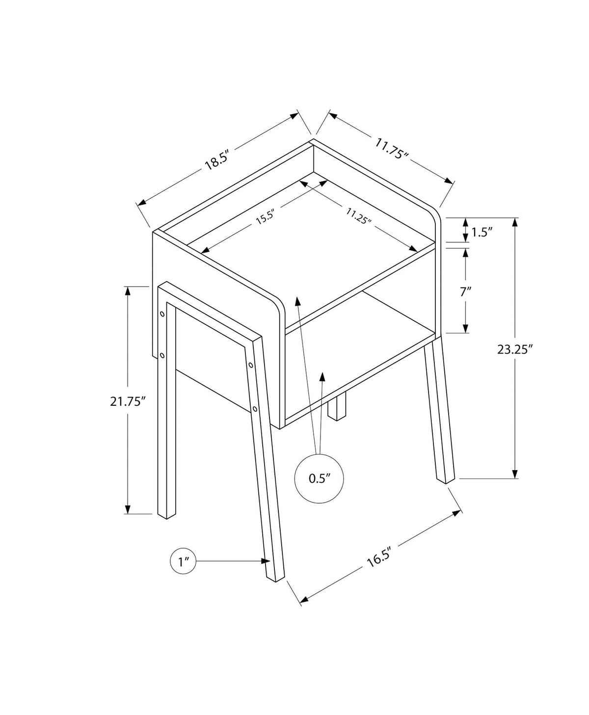 2-Tier Accent Table - White Metal, Storage for Living Room