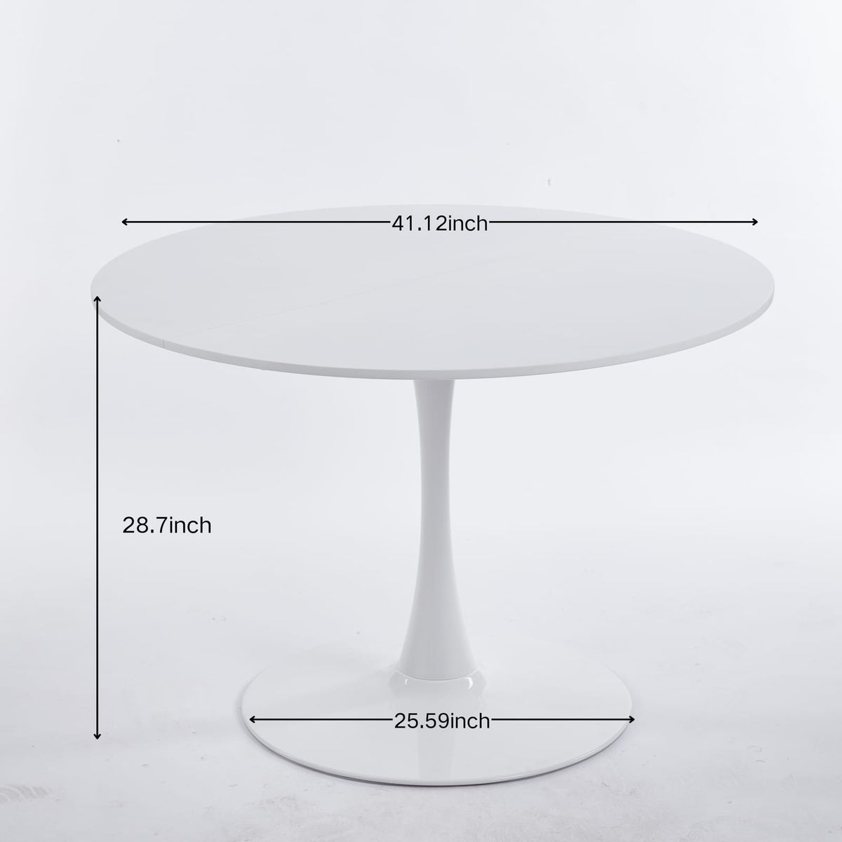 4-6 Person White Dining Table - Round MDF Table Top
