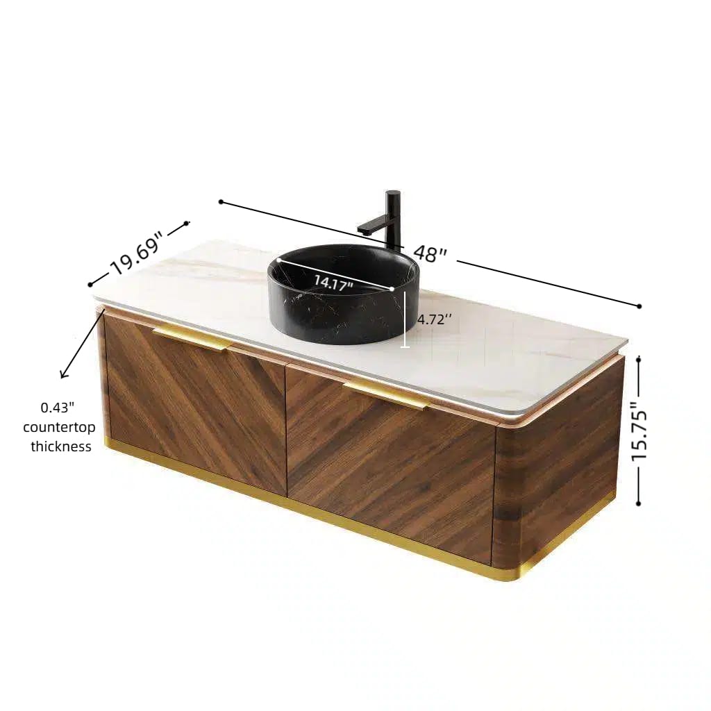 48 Inch Black Bathroom Vanity with Stone Sink