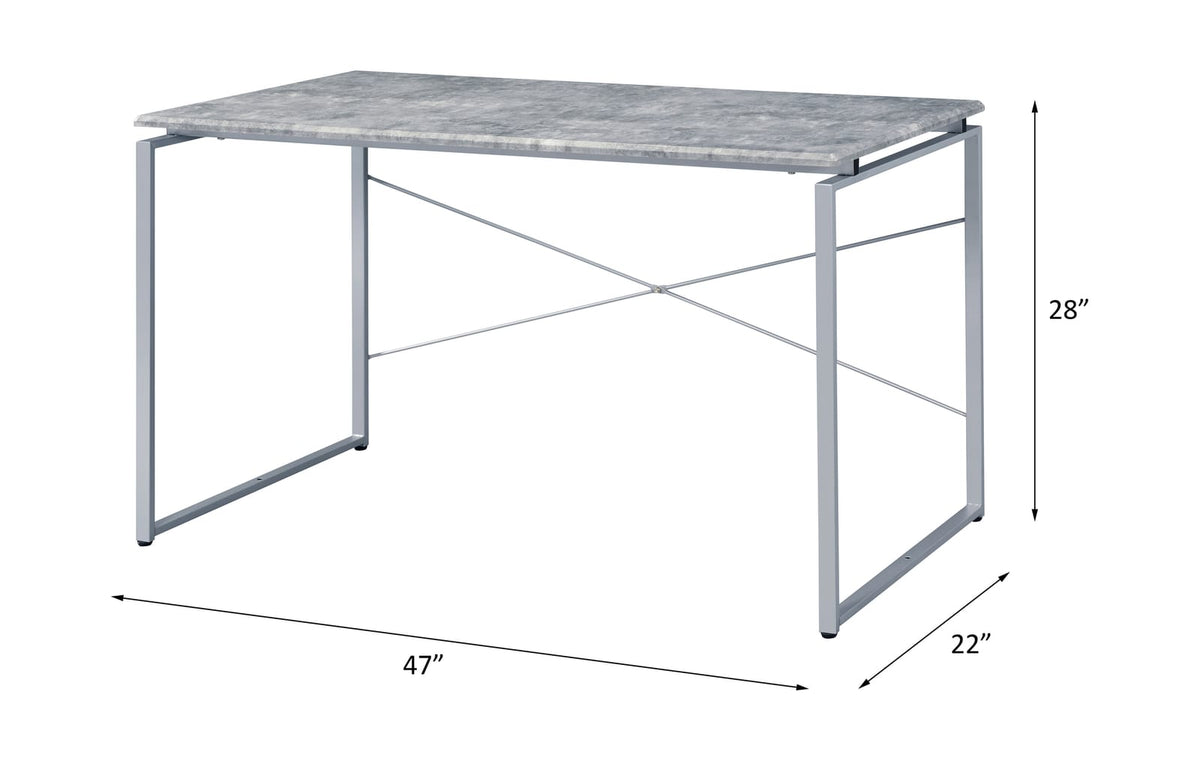 Gray Metal Writing Desk - Industrial Style Work Surface for Home Office
