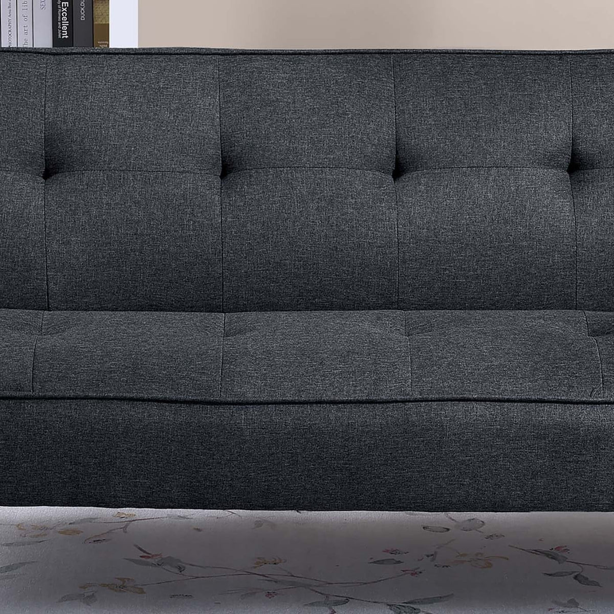 Black Polyfiber Sofa - Armless, 2 Seat for Living Room