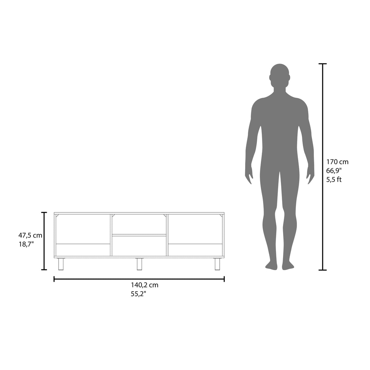 White TV Stand & Coffee Table Set - 2-Piece Storage Unit for Living Room