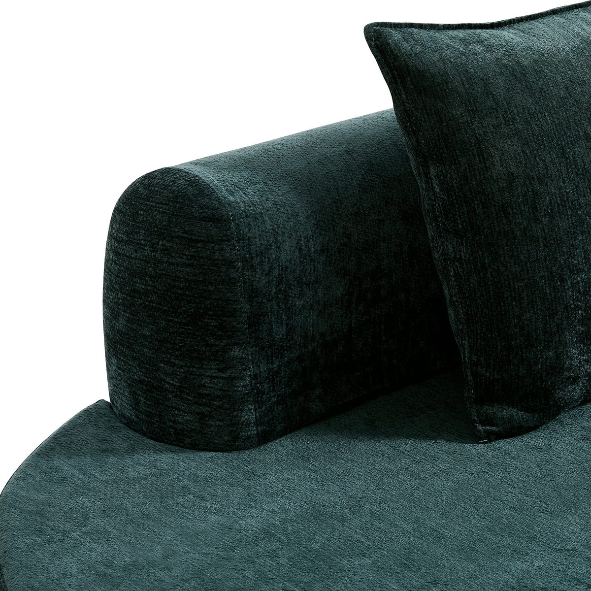 138.6" Dark Green Curved Sectional Sofa - Fully Assembled, 2-Piece Set