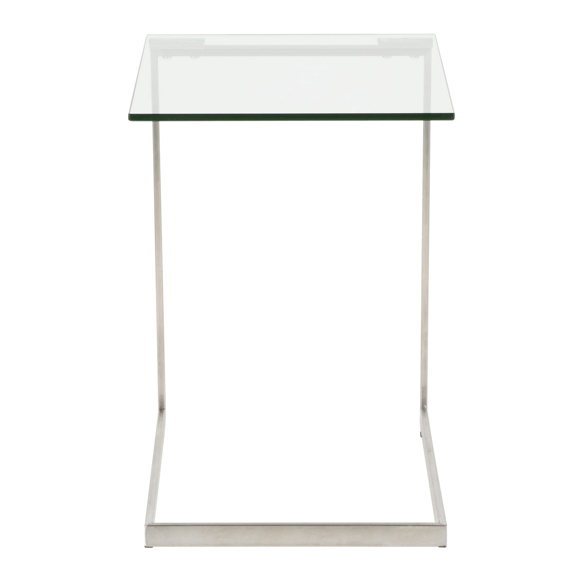 Clear Glass & Metal End Table - 19.25" Modern Design for Living Room