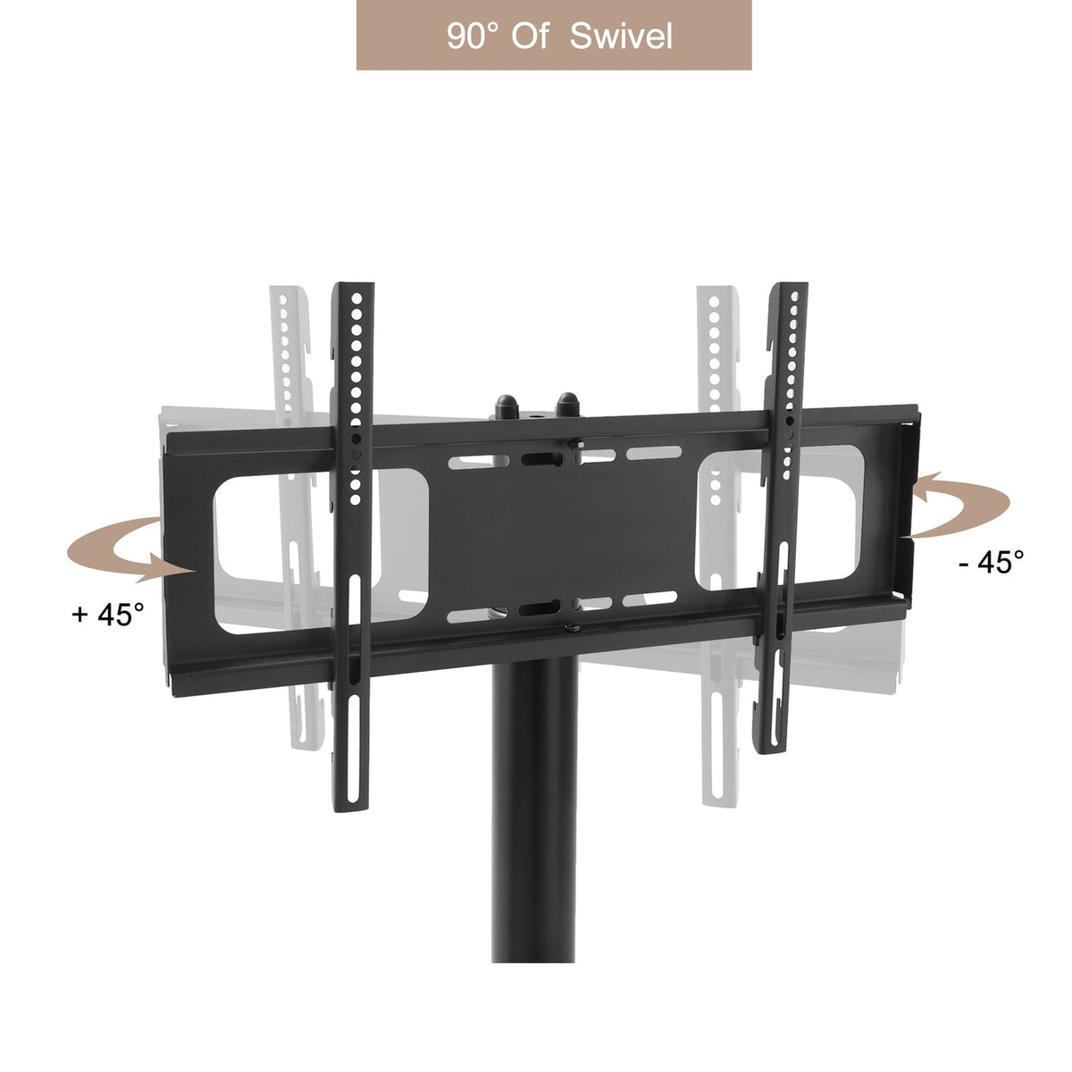 Black Glass TV Stand - 32-65 Inch with Adjustable Height & Swivel