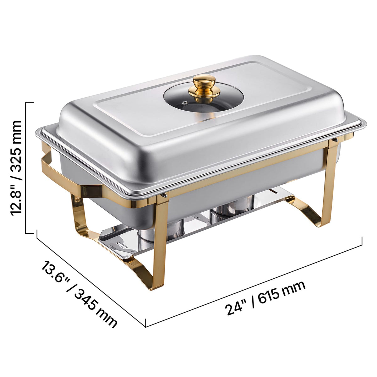 Silver Stainless Steel Chafing Dish Buffet Set - 4x4 Qt Pans