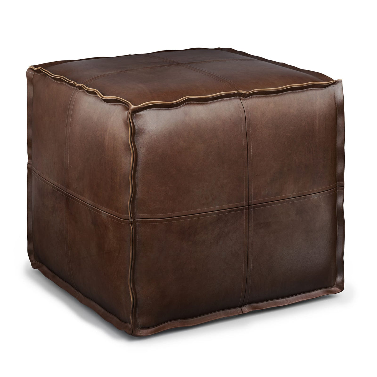 Dark Brown Faux Leather Bean Bag Chair - 18" Square