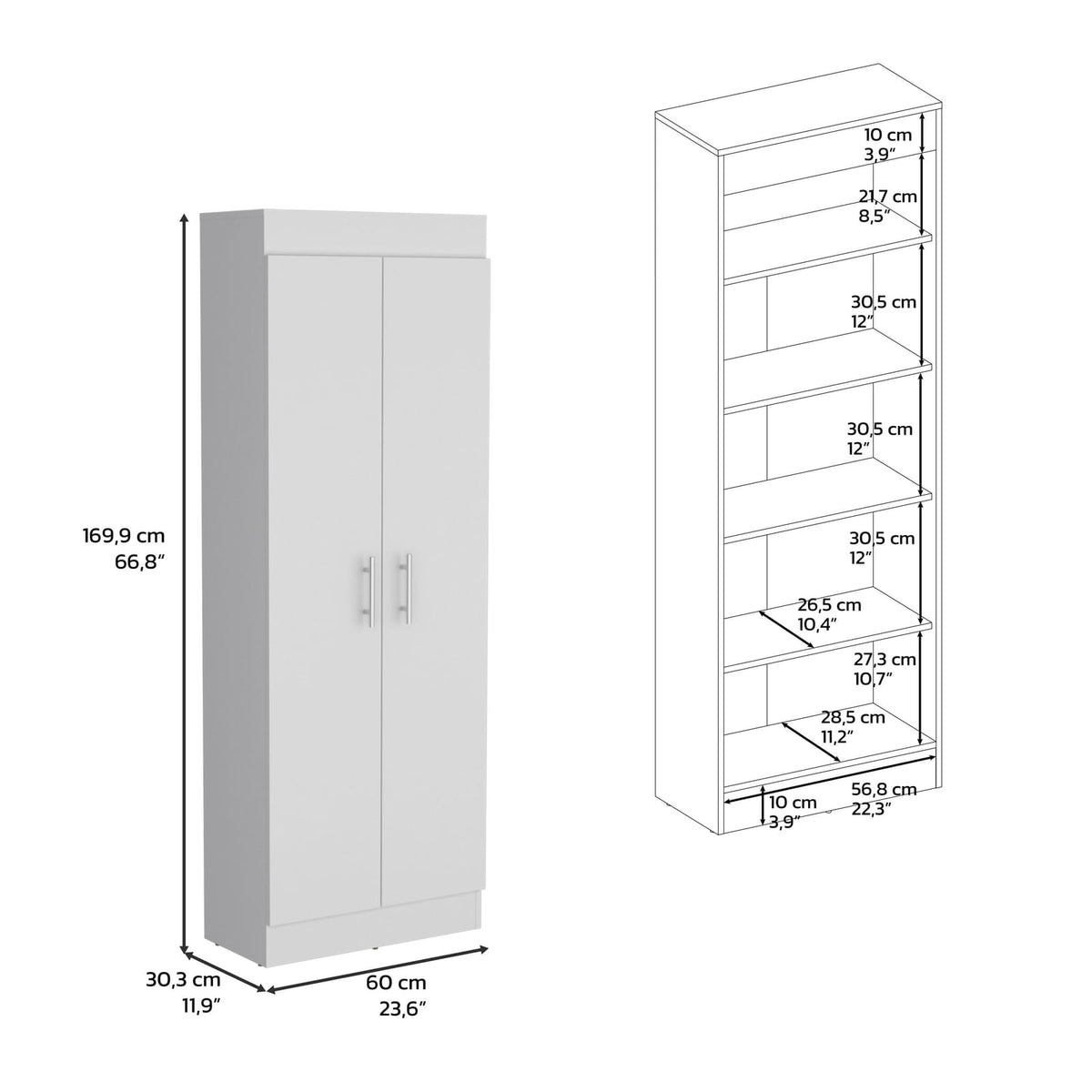 White Pine Pantry Cabinet - 67" Tall Storage