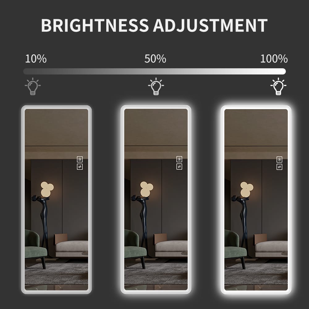 65 Inch Clear Glass Full Length Mirror with LED Light