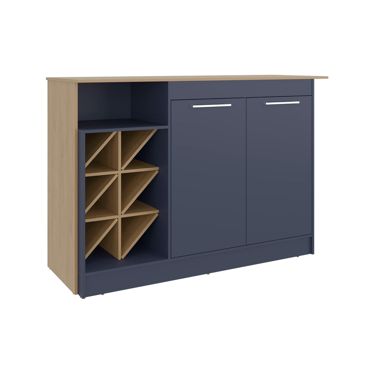 Harrell Kitchen Island - Blue Multi Engineered Wood Storage