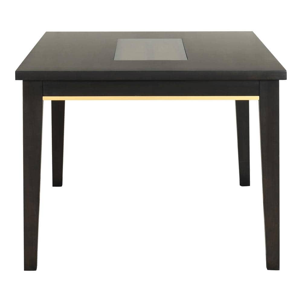 Contemporary Espresso Dining Table - Glass Insert