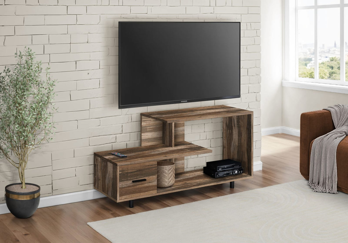 48 Inch TV Stand with Storage Drawer - Brown Laminate Media Console